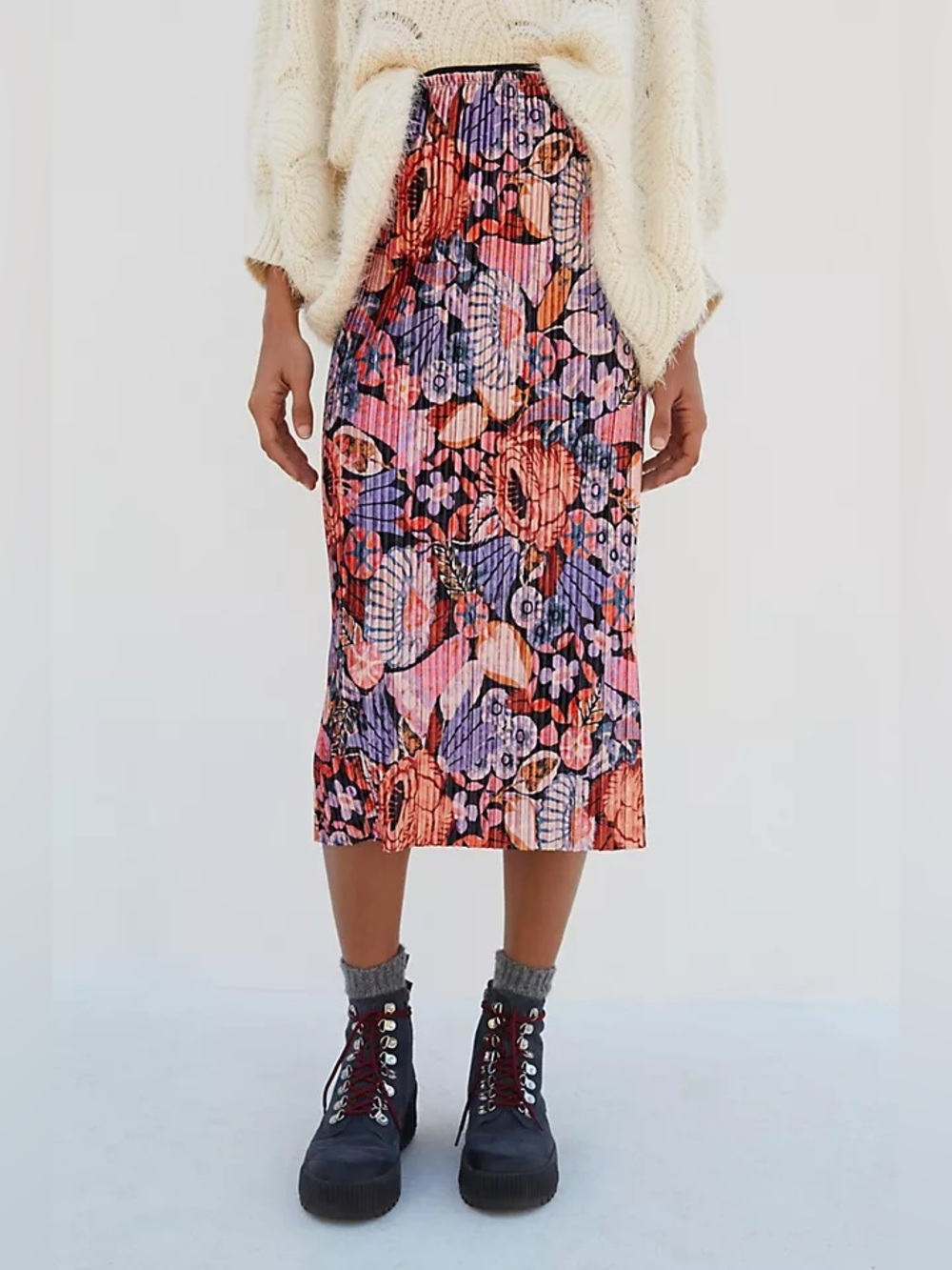 Anthropologie Maeve Tilda pleated velvet midi skirt sz med
